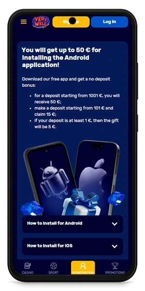 VeryWell Casino App Features
